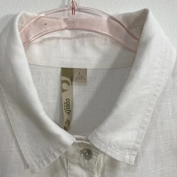 Comfy USA Button Down Top Line Blend Women's Large White - Picture 3 of 11